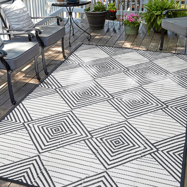 Foundry Select Outdoor Plastic Straw Rugs for Patios, Reversible Mats